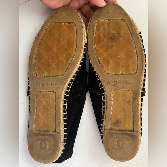 CHANEL Black and Cream Espadrilles - Picture 9 of 9